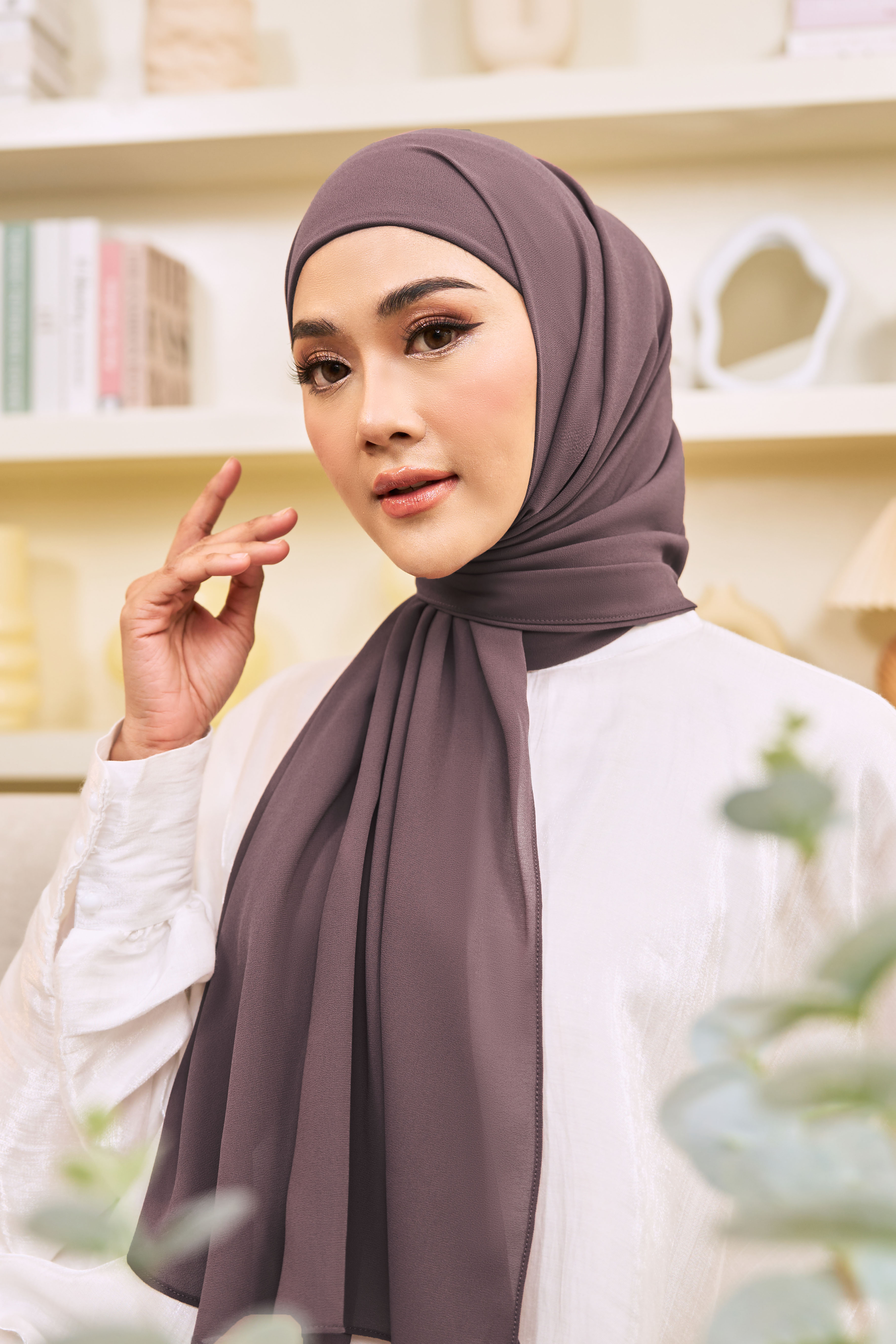 ADINA Instant Shawl with attached inner in Smokey Purple